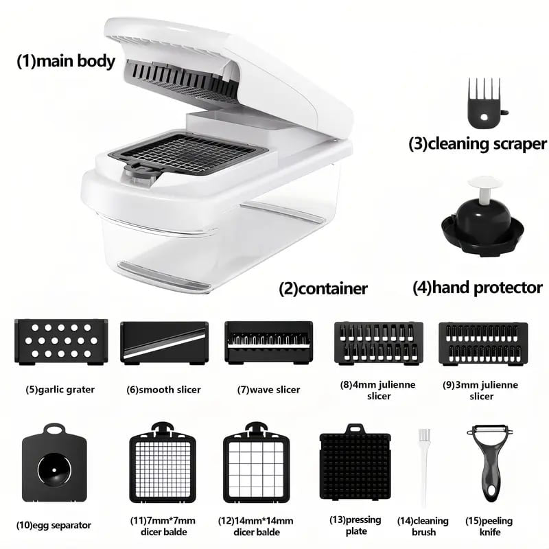 π₯π₯15-in-1 Vegetable Chopper | Multifunctional Food Cutter with Container