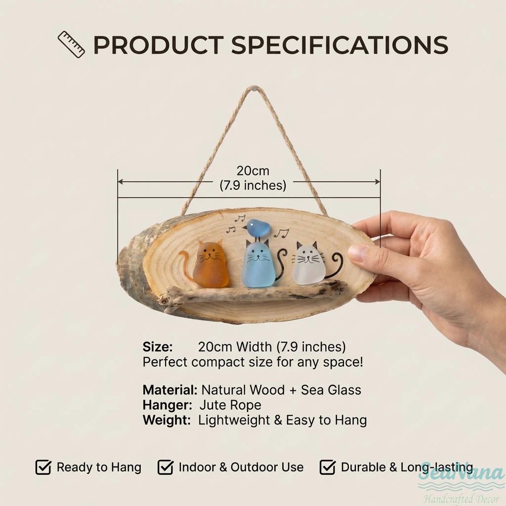 π»π» Super Cute Sea Glass Cat Wall Hanging πβ¨πΎ