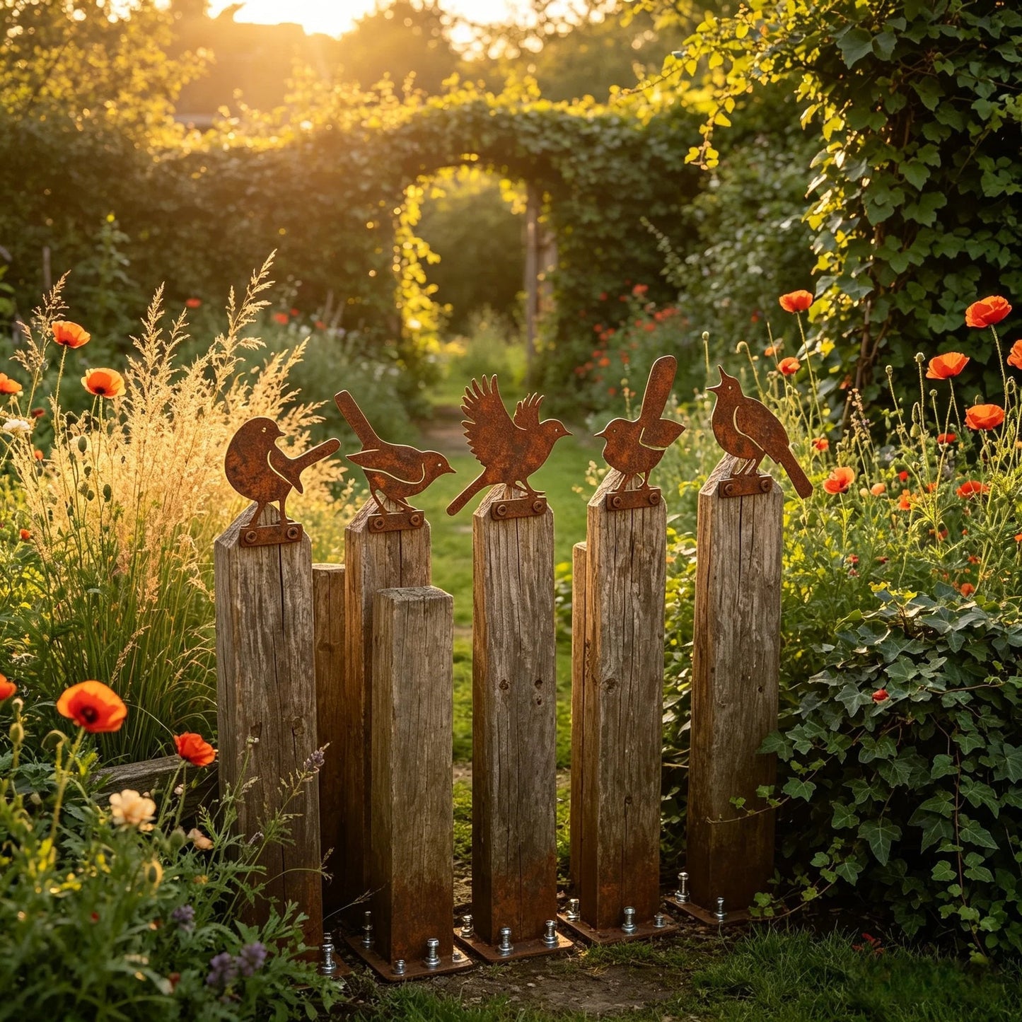 π¦π¦5-Piece Lifelike Rusty Metal Bird Silhouettes Garden Art