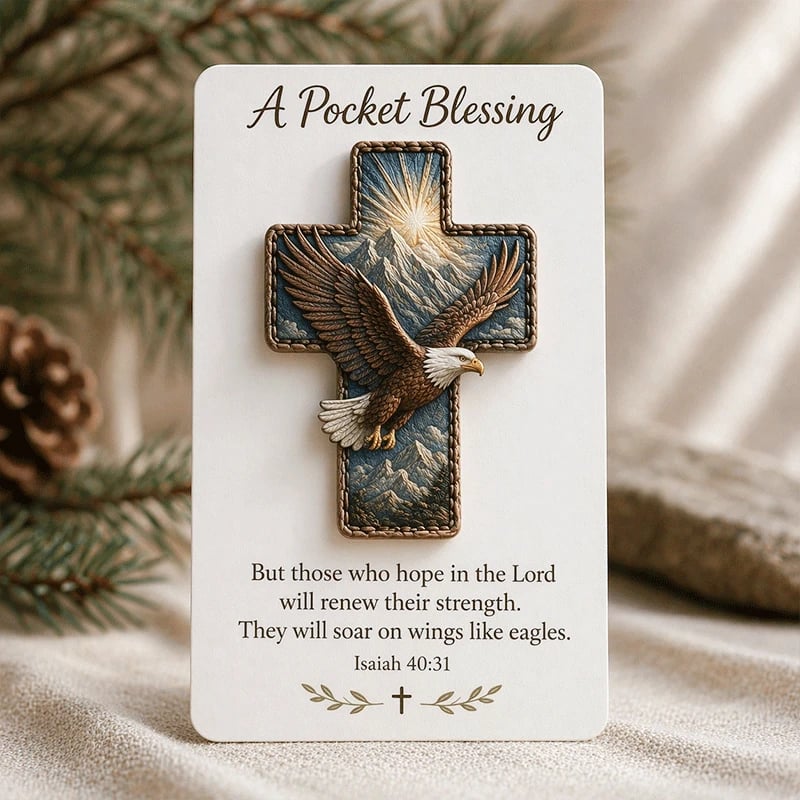🕊️🕊️ Handmade 3D Bird Pocket Cross -🙏 Genuine Leather Portable Blessing, Includes Scripture Card 💕