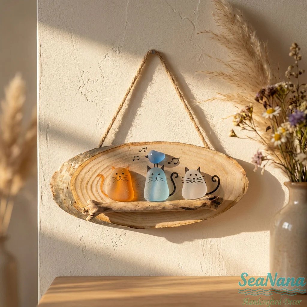 😻😻  Super Cute Sea Glass Cat Wall Hanging 💕✨🐾