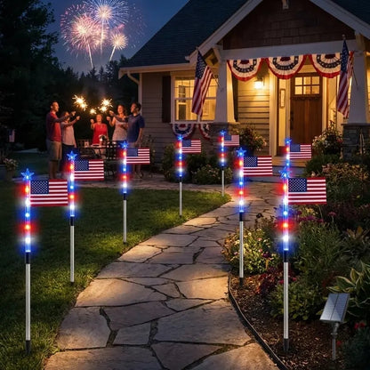 🌟Last Day 49% OFF - 8 Solar American Flag Pathway Lights – Red, White & Blue Yard Glow for 250th Independence Celebration 🇺🇸✨