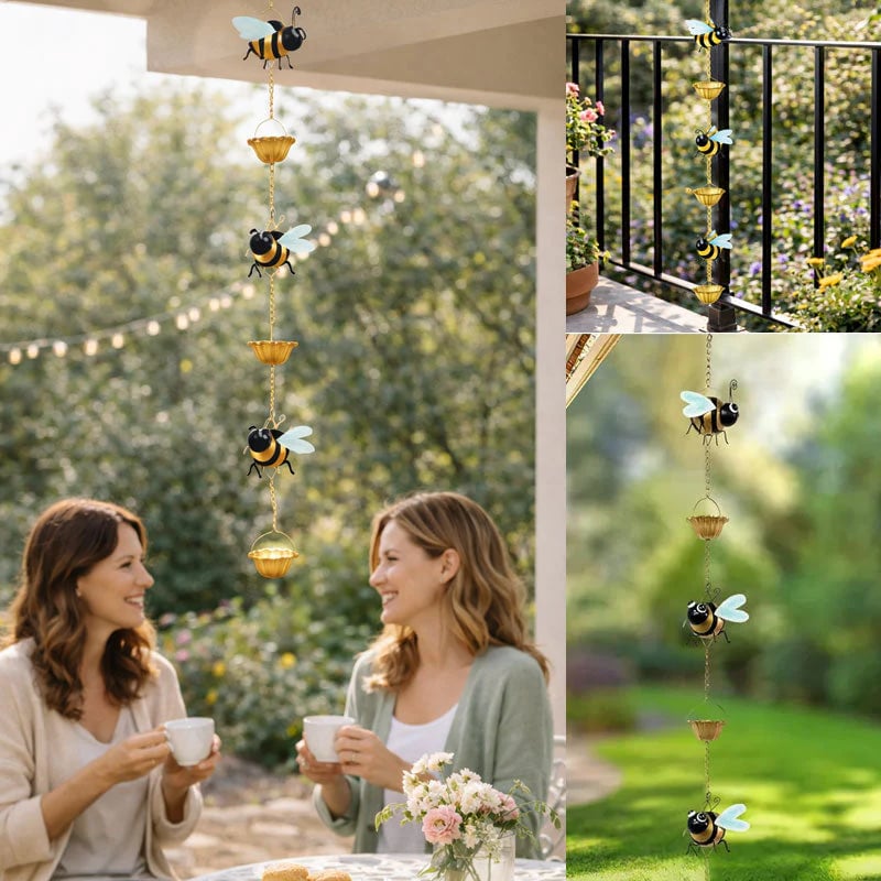 🐝🐝Whimsical Bee Rain Chain— Transforming Rainy Days into a Garden Spectacle