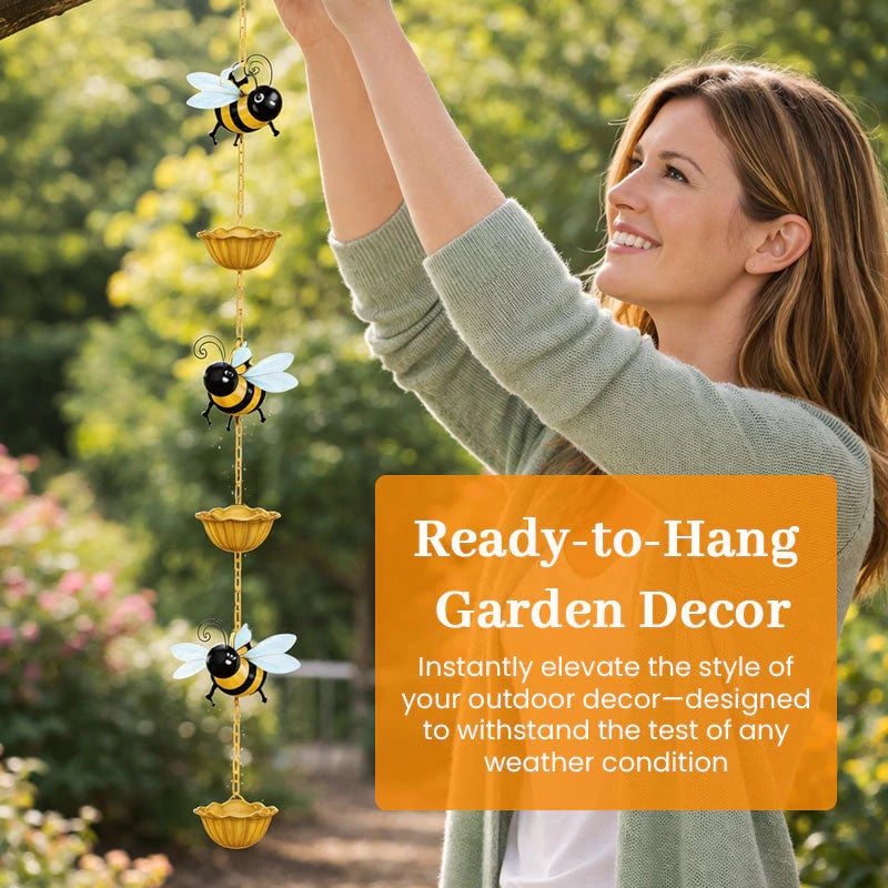 🐝🐝Whimsical Bee Rain Chain— Transforming Rainy Days into a Garden Spectacle