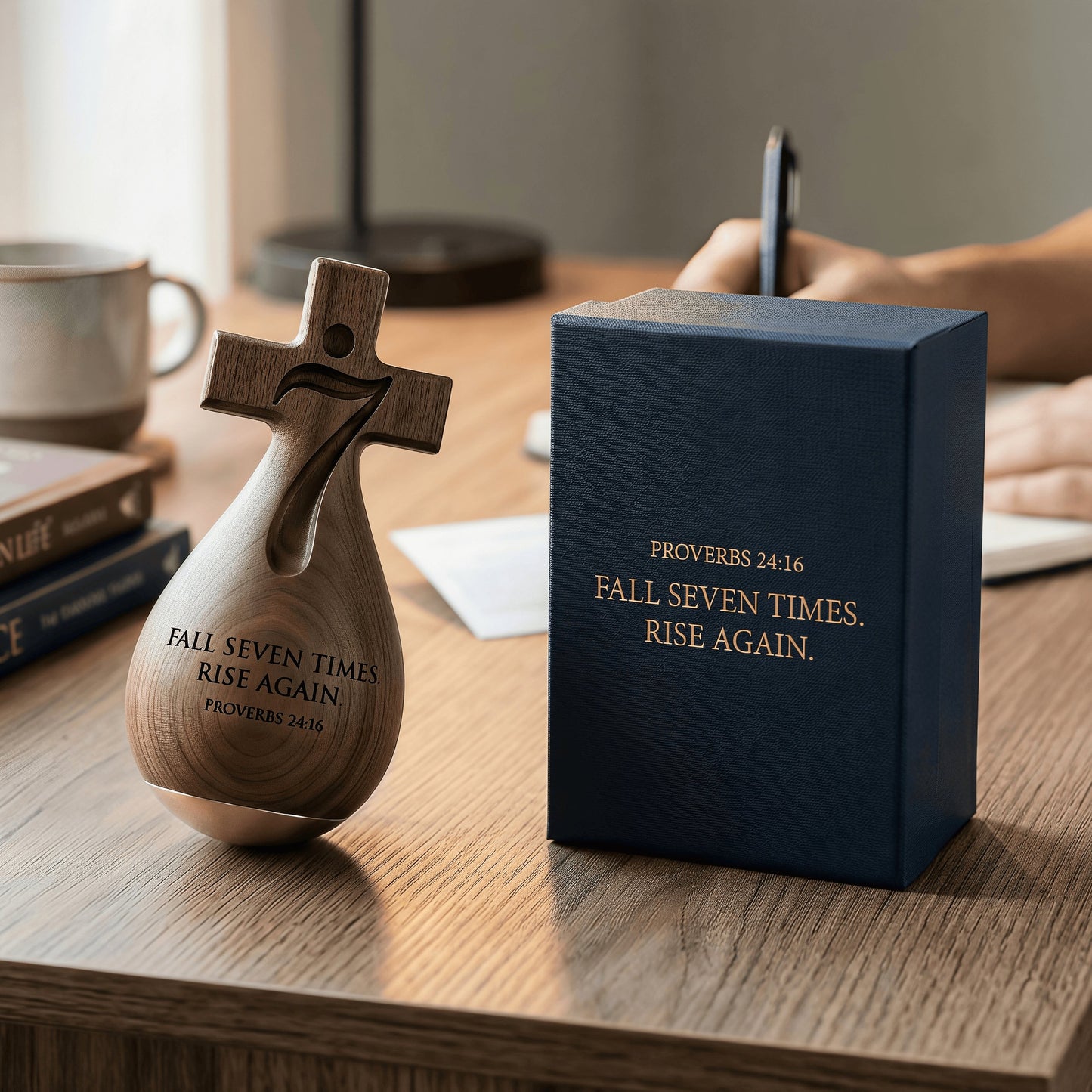 ✝️✝️Proverbs 24:16 –✨ Solid Wood Faithful Roly-Poly Ornament