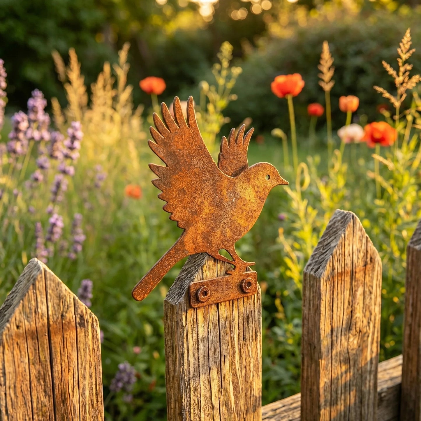 🐦🐦5-Piece Lifelike Rusty Metal Bird Silhouettes Garden Art