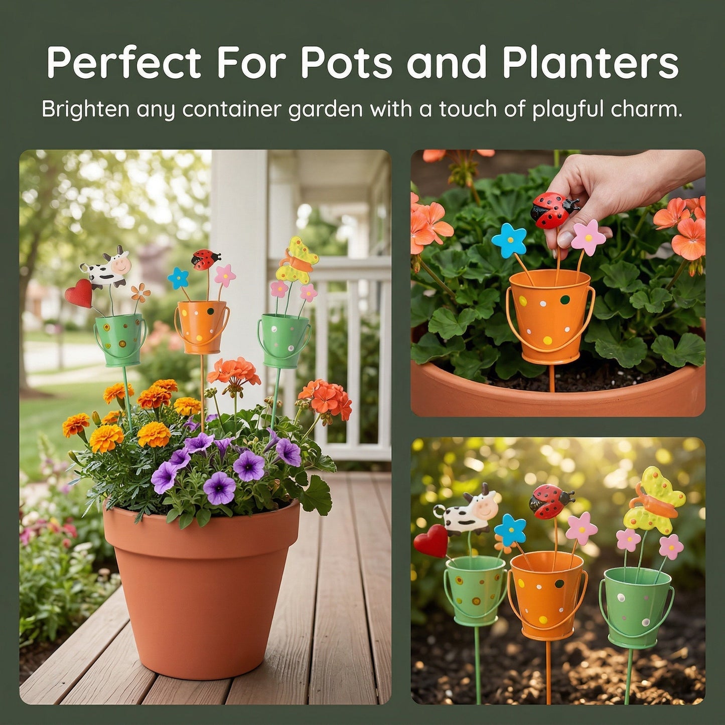 🔥Last Day 49% OFF-🌱Set of 3 Metal Flower Pot Garden Stakes