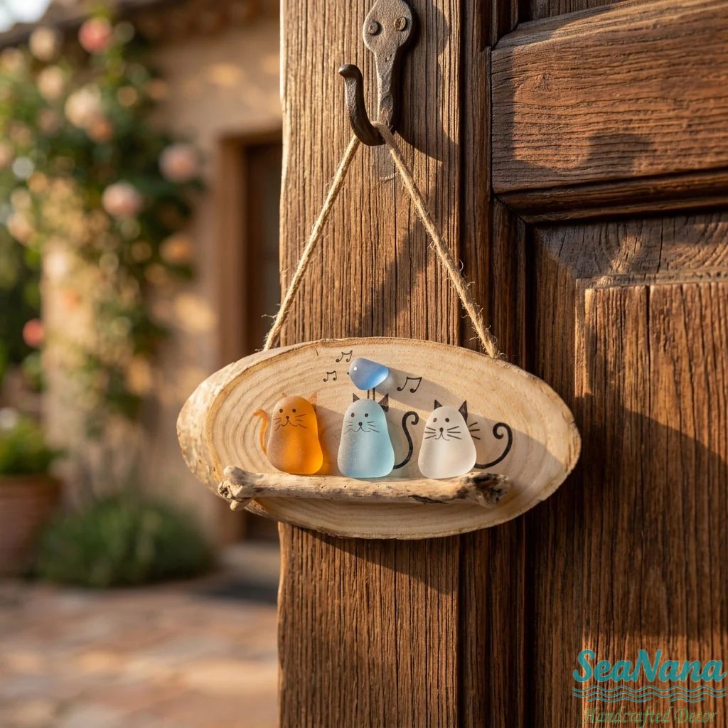 😻😻  Super Cute Sea Glass Cat Wall Hanging 💕✨🐾