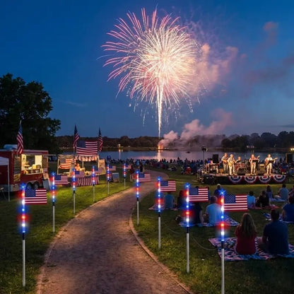 🌟Last Day 49% OFF - 8 Solar American Flag Pathway Lights – Red, White & Blue Yard Glow for 250th Independence Celebration 🇺🇸✨
