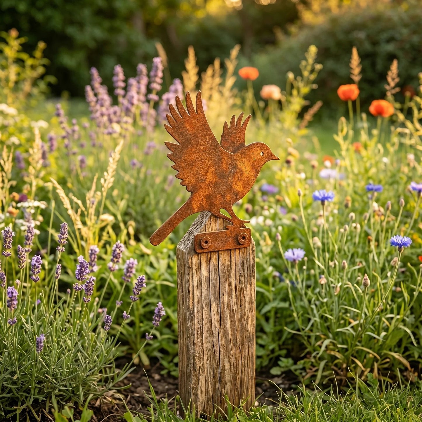 🐦🐦5-Piece Lifelike Rusty Metal Bird Silhouettes Garden Art