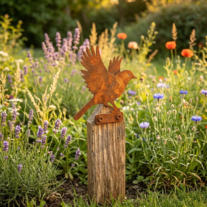 🐦🐦5-Piece Lifelike Rusty Metal Bird Silhouettes Garden Art