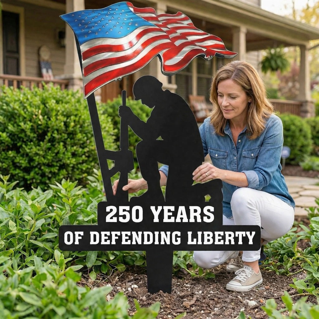 🪖🪖250 Years of Defending Liberty Metal Garden Stake