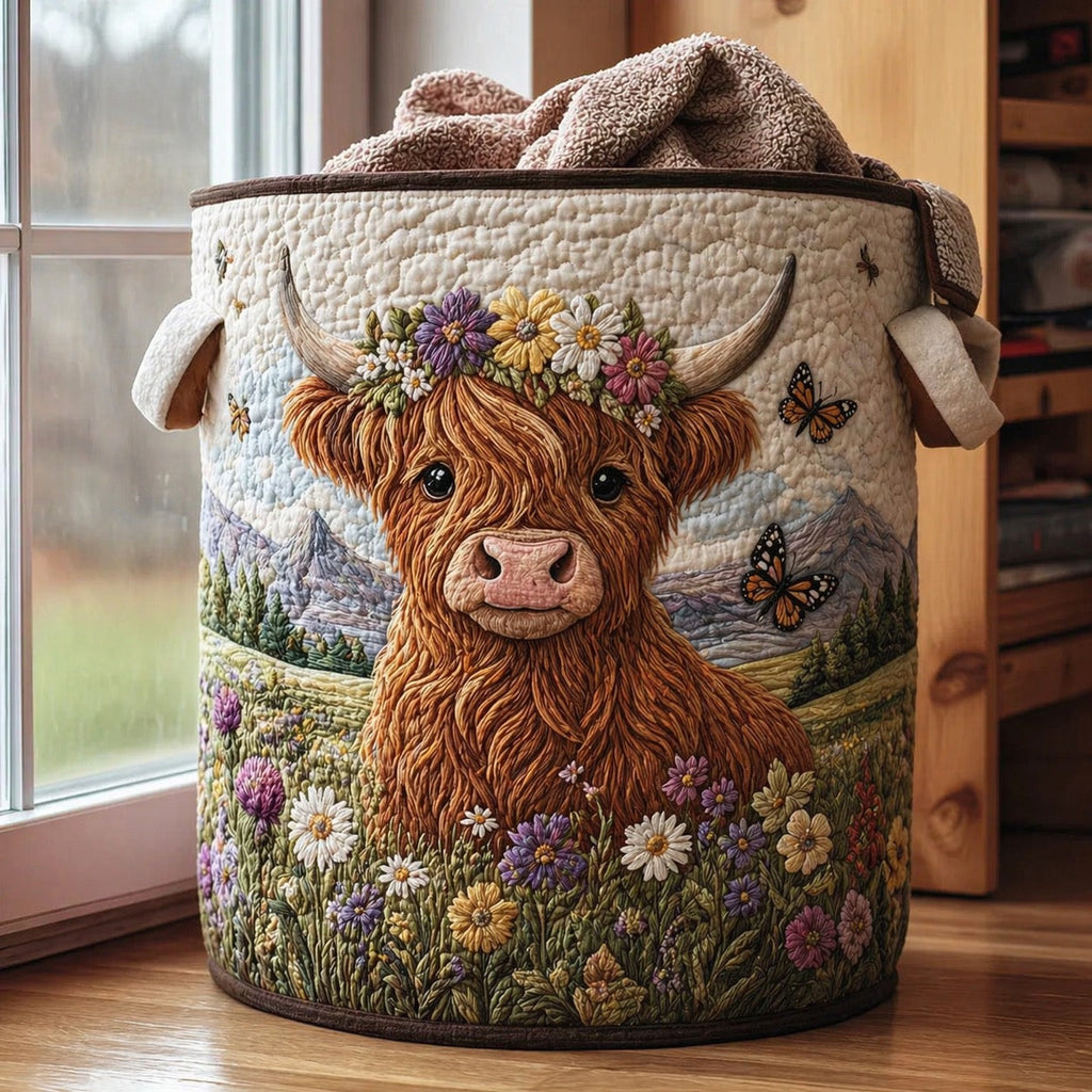 🌱🐂Highland Cow Garden Charm Storage Basket