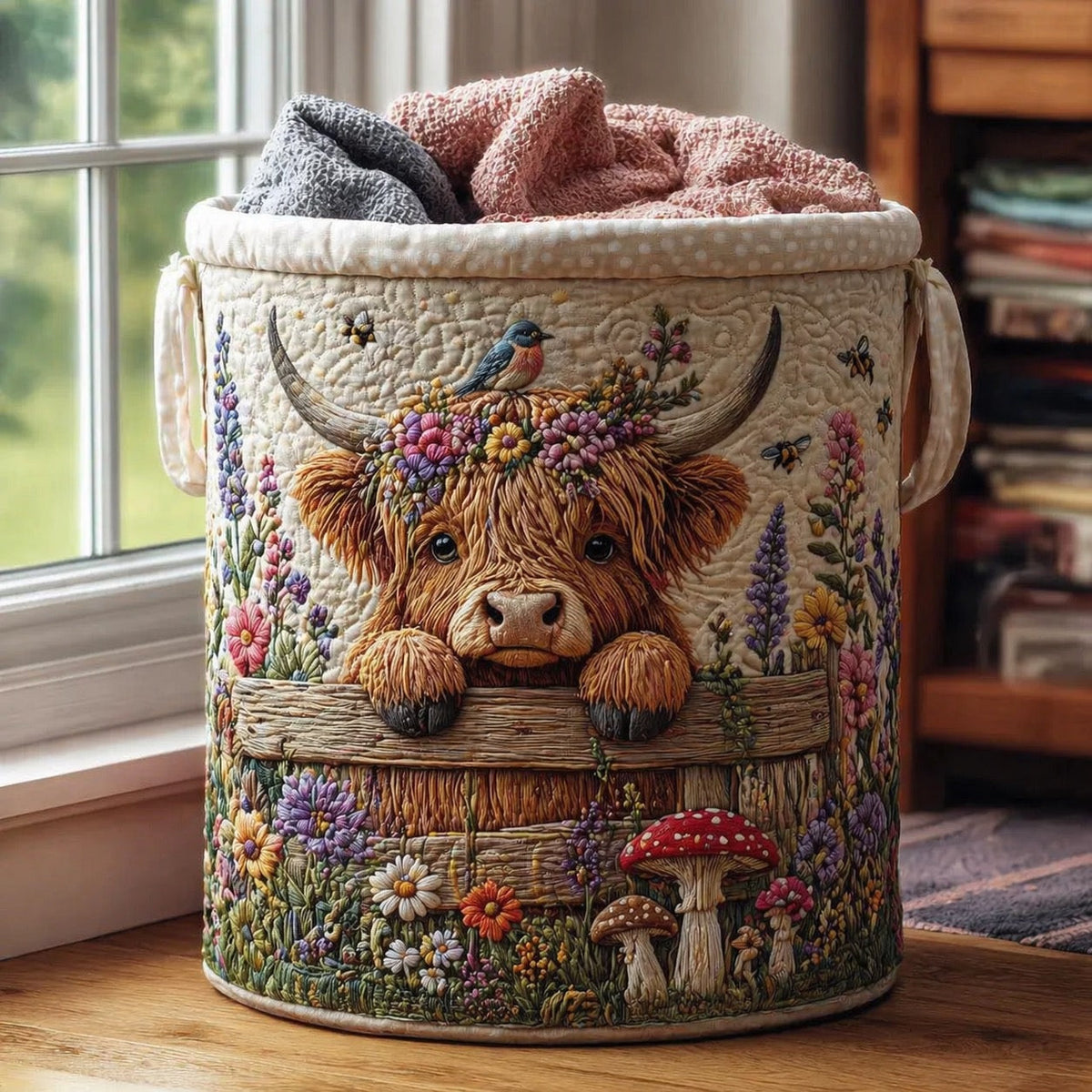 🌱🐂Highland Cow Garden Charm Storage Basket