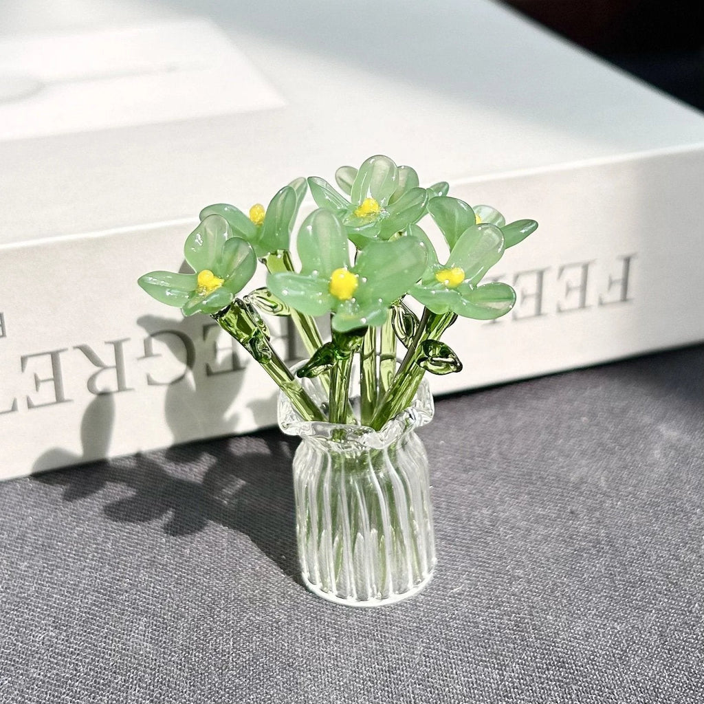 🌸🌸2026 Mother's Day Gifts 50% Off--🎁Mini Glass Flower Ornament Crafts Artificial Flower Floral Figurine
