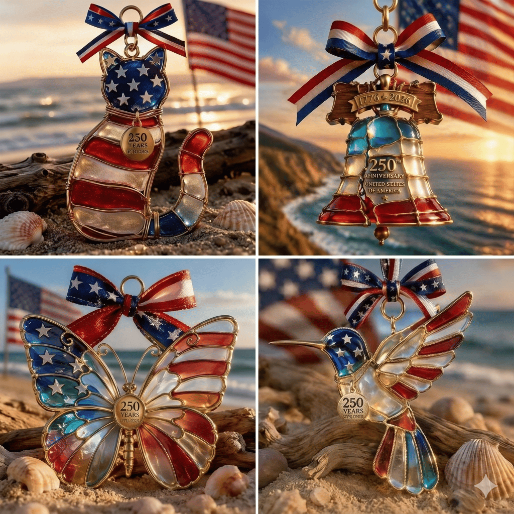🔥Last Day 49% OFF- America 250th Anniversary Patriotic Stained Glass Ornament