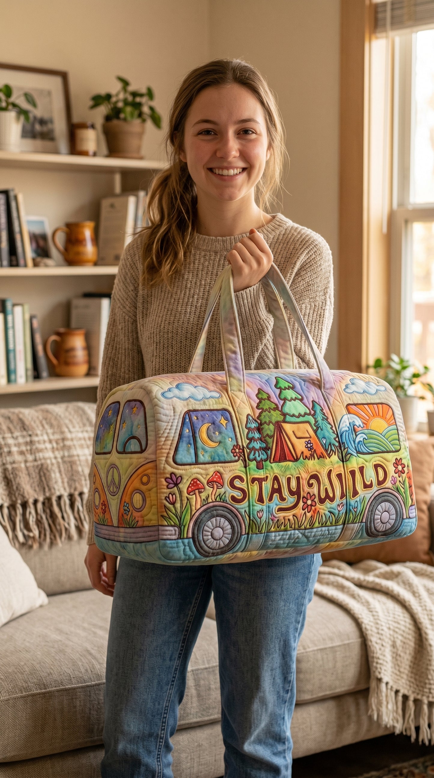 🔥Hot Sale 50% OFF✨Hippie Van Quilted Duffle Bag