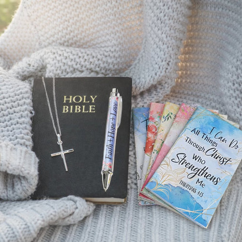 ✝️Christian Gift Set: Magnetic Cross Bookmark, Motivational Pens & Bible Verse Notebooks – Inspire Your Faith Journey🌸