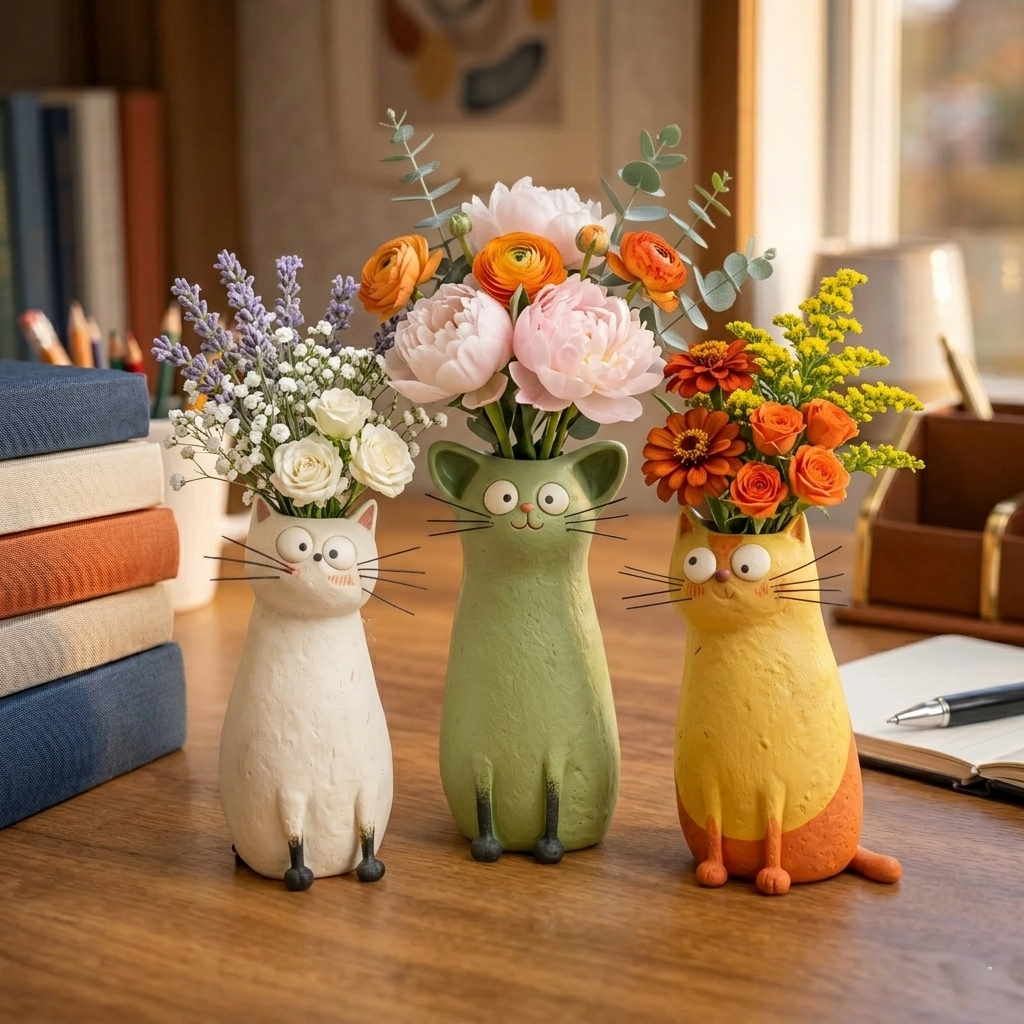 😻😻LAST DAY49% OFF -🔥 Handcrafted Quirky Cat Vase