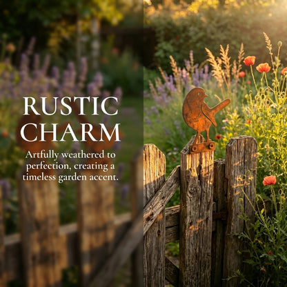 🐦🐦5-Piece Lifelike Rusty Metal Bird Silhouettes Garden Art