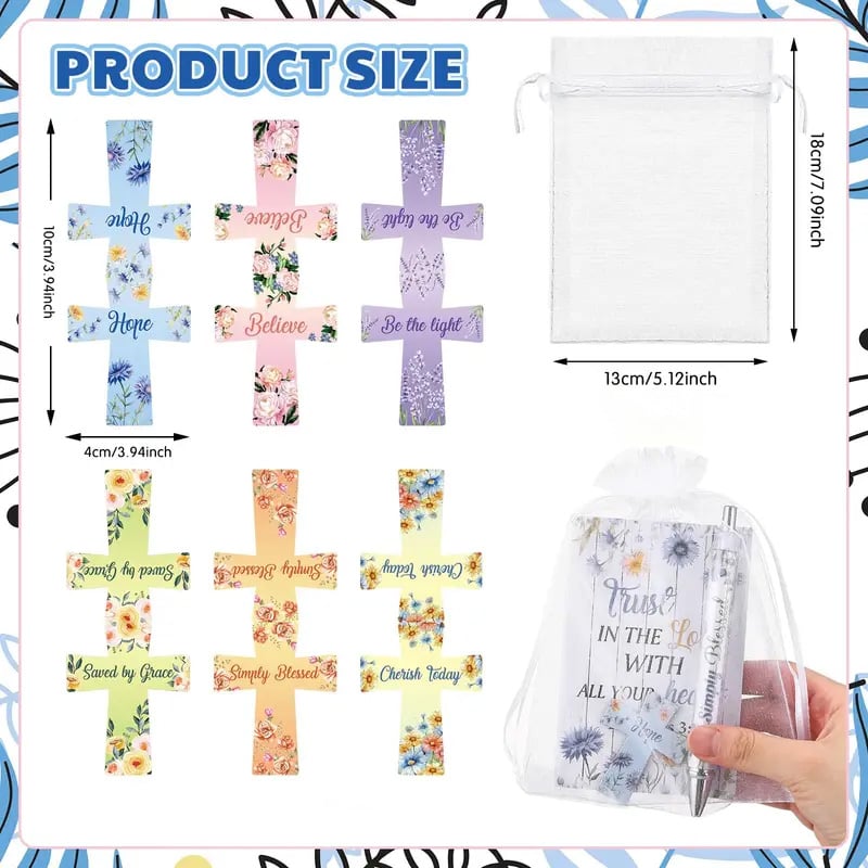 ✝️Christian Gift Set: Magnetic Cross Bookmark, Motivational Pens & Bible Verse Notebooks – Inspire Your Faith Journey🌸