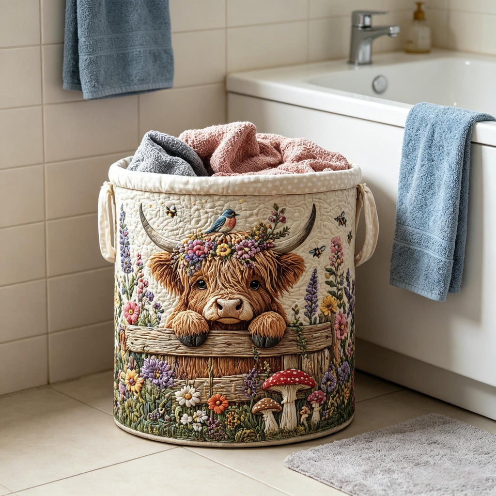 🌱🐂Highland Cow Garden Charm Storage Basket