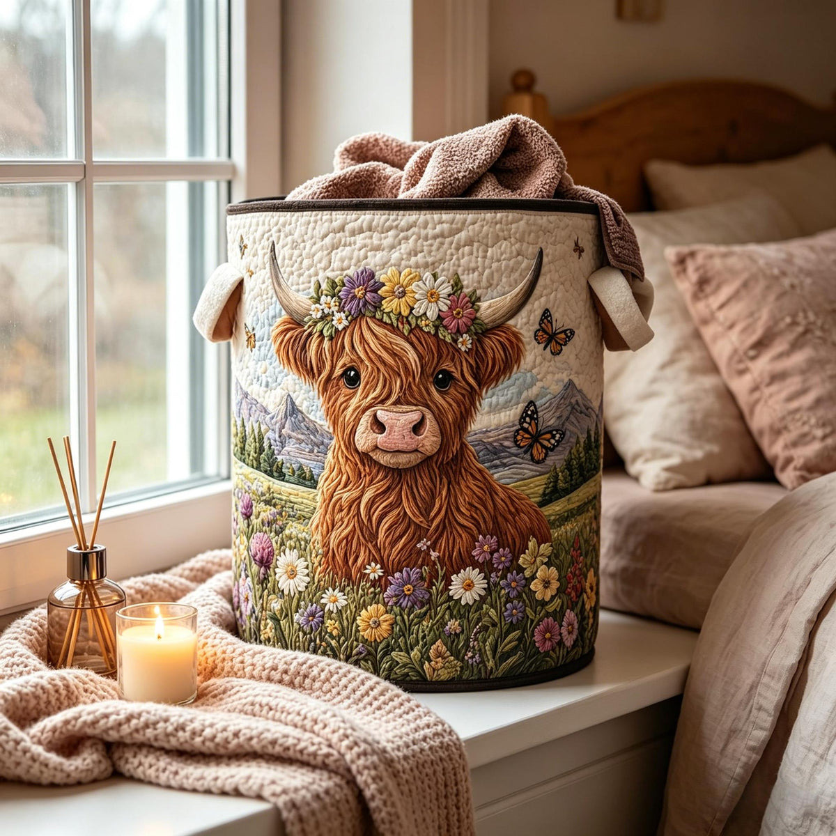 🌱🐂Highland Cow Garden Charm Storage Basket