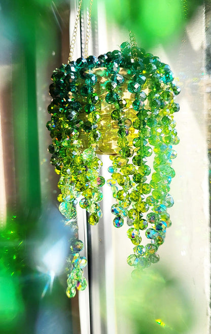 ✨ Handmade Beaded Plant Suncatcher – Whimsical Fairy Chandelier Hanging Decor