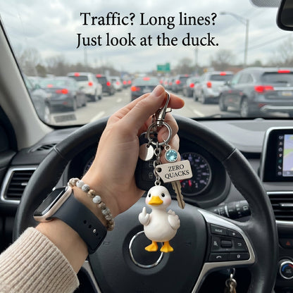 ✨"Zero Quacks Given" Middle Finger Duck Keychain & Poem Card Set - The Ultimate Cheeky Gift!